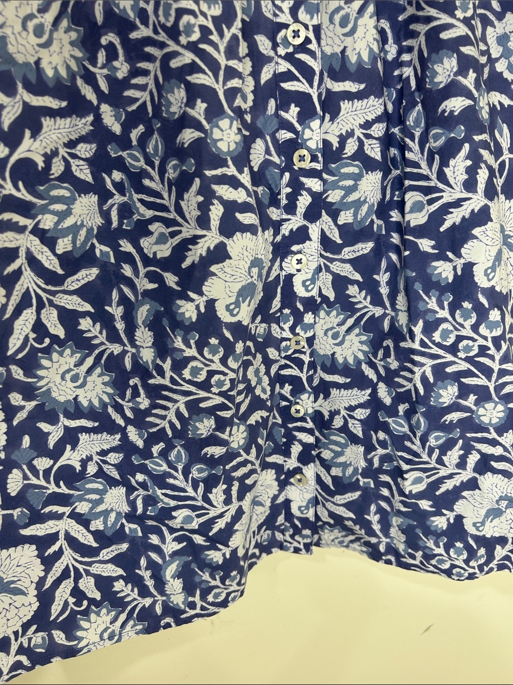 MAREA by Liz Joy Floral Cotton Blouse Top XS Blue White - Picture 7 of 13